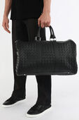 תמונת כל הלוק של Woven Leather Travel Bag in Black
